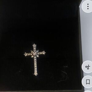 Silver Rhinestone Cross Pendant Necklace